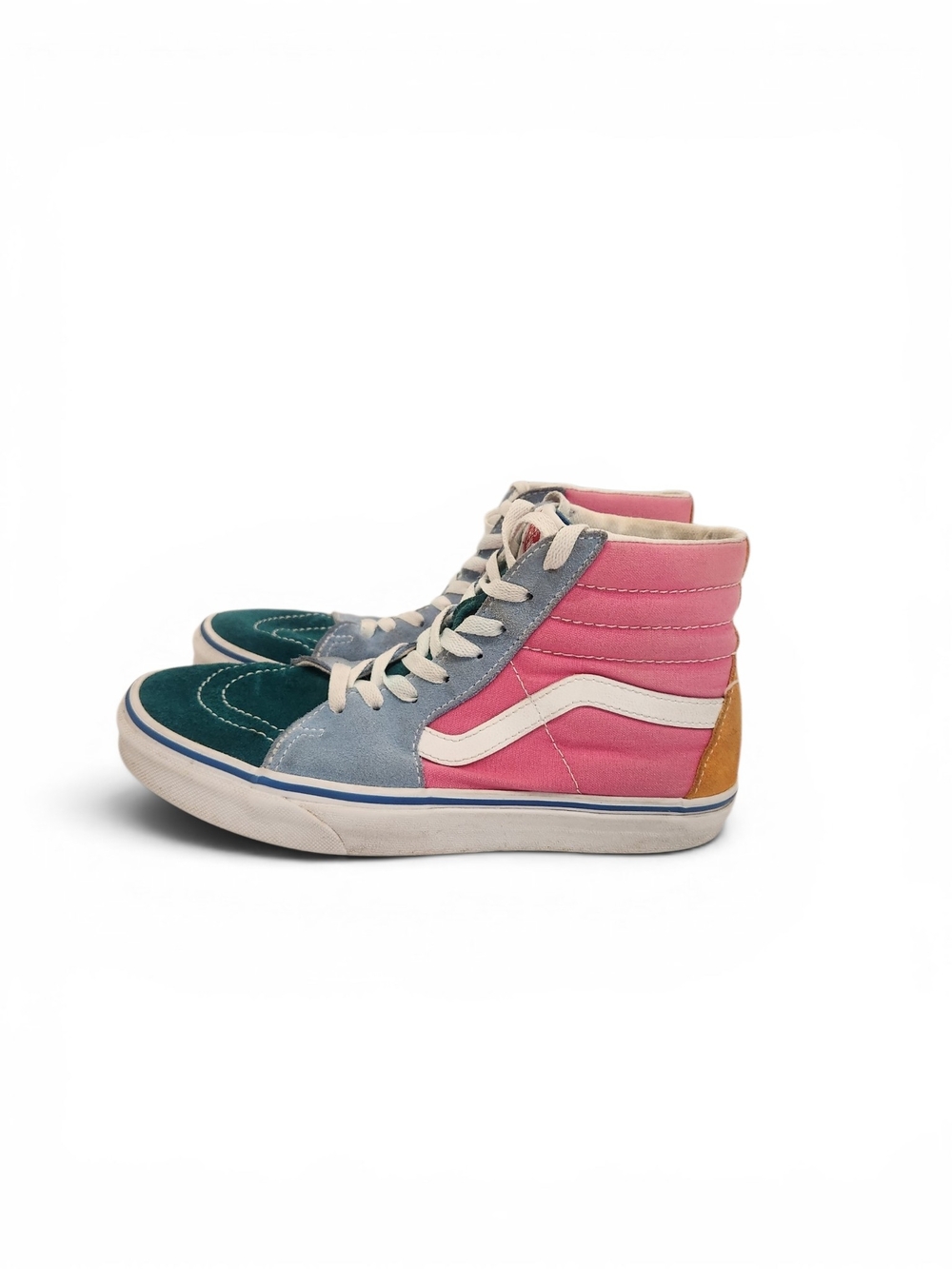 Vans High-Top Colorblock Sneakers — Pink, Blue, Green, Tan